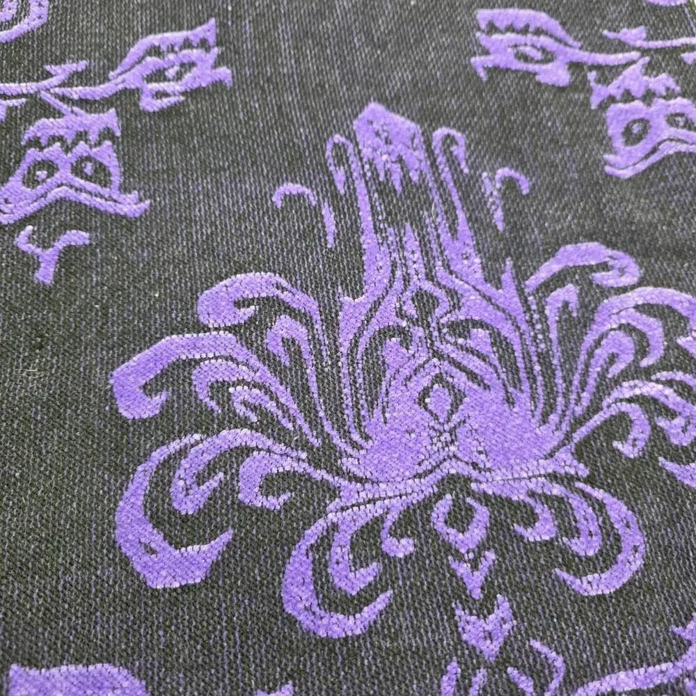 Disney Parks Scarf One Size Purple Black Haunted Mansion Reversible Fringe‎